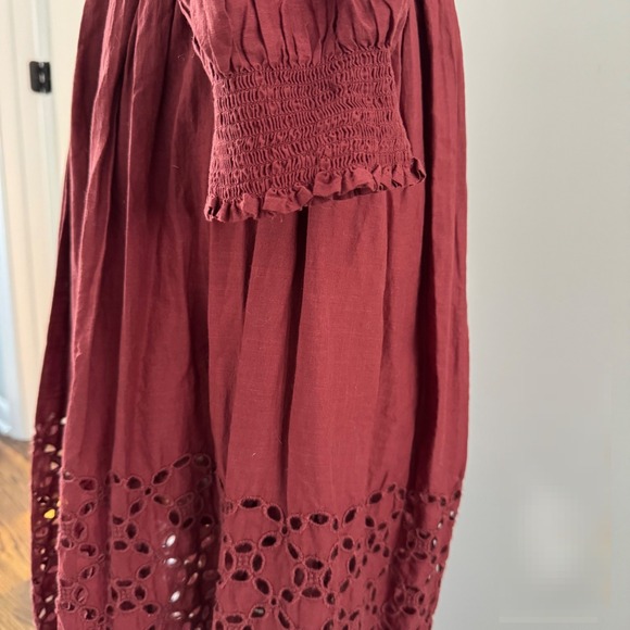 Free‎ People Empress Rock Midi Dress Cottagecore Square Neck Puff Sleeve XS - Picture 7 of 12